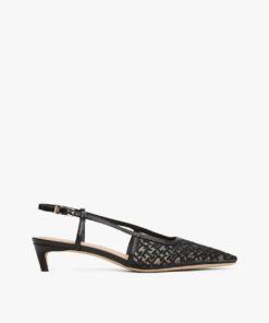 TH MONOGRAM SLINGBACK MESH KITTEN HEELS