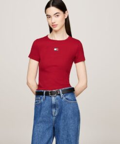 TOMMY BADGE RIBBED SLIM T-SHIRT