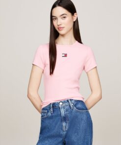 TOMMY BADGE RIBBED SLIM T-SHIRT