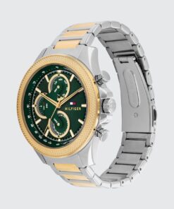 TOMMY HILFIGER CLARK TWO TONE STAINLESS STEEL GREEN DIAL WATCH