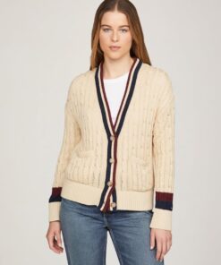VARSITY CABLE V-NECK CARDIGAN