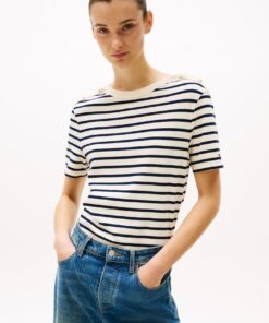 STRIPE BOAT NECK RELAXED T-SHIRT