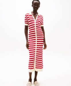 SLIM SHORT SLEEVE MIDI POLO DRESS