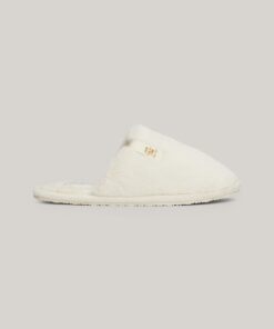 TH MONOGRAM PLAQUE FLEECE SLIPPERS