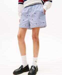 TOMMY GIRL LOOSE ITHACA STRIPE STAR EMBROIDERY SHORTS