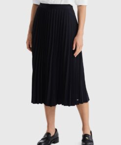 LOGO WAISTBAND PLEATED MIDI SKIRT