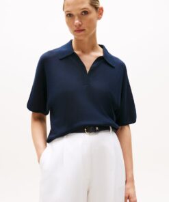 SHORT SLEEVE POLO JUMPER WITH SILK