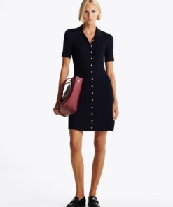 BUTTON-THRU MINI POLO DRESS