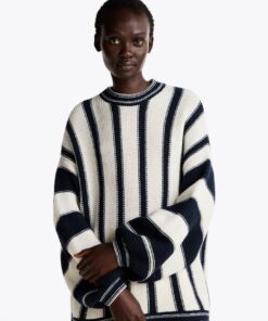 MIXED STRIPE RELAXED JUMPER WITH CASHMERE