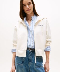 LOGO EMBROIDERY ZIP-THRU PIQUE HOODY