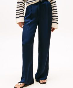 SATEEN RELAXED STRAIGHT LEG TROUSERS