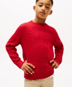 BOYS 8-16 CABLE KNIT CREW NECK JUMPER