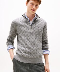 CABLE KNIT HALF-ZIP JUMPER