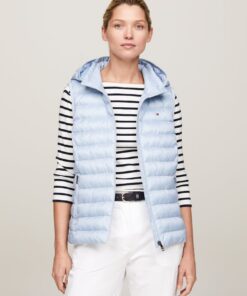GLOBAL STRIPE HOODED PADDED GILET