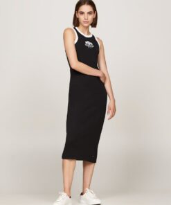 SLIM RIB MIDI MONOTYPE DRESS