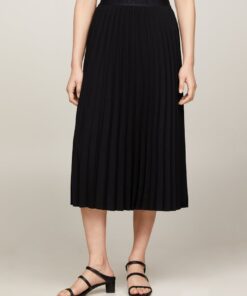 LOGO WAISTBAND PLEATED MIDI SKIRT