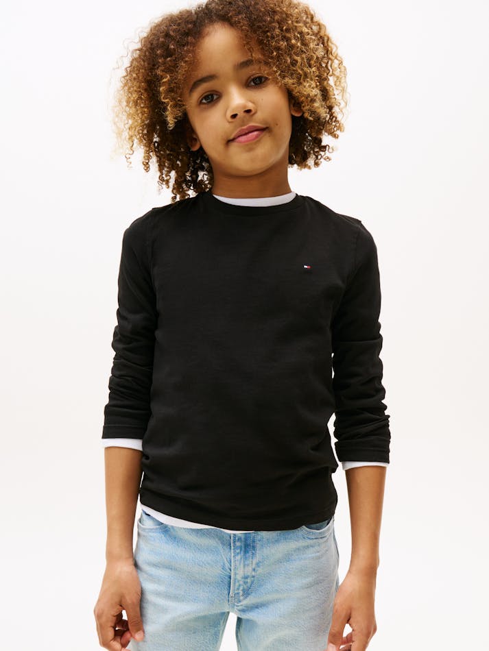 BOYS 8-16 BASIC CREW KNIT LONG SLEEVE T-SHIRT