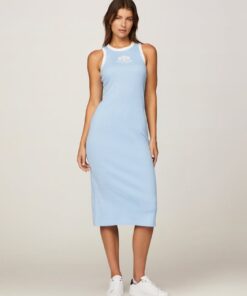 SLIM RIB MIDI MONOTYPE DRESS