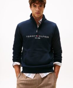 LOGO MOCK TURTLENECK HALF-ZIP SWEATSHIRT