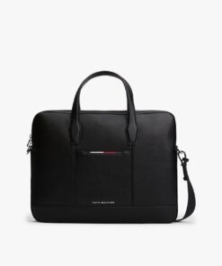 METAL LOGO PEBBLE GRAIN LAPTOP BAG