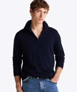 MERINO ZIP MOCK NECK SWEATER