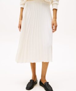 LOGO WAISTBAND PLEATED MIDI SKIRT
