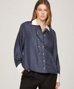 CONTRAST GOLD BUTTON SHIRT