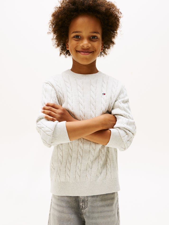 BOYS 8-16 COTTON CABLE SWEATER